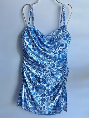 Beyond Control Women's Blue & White Sea Life Swimdress Size 10